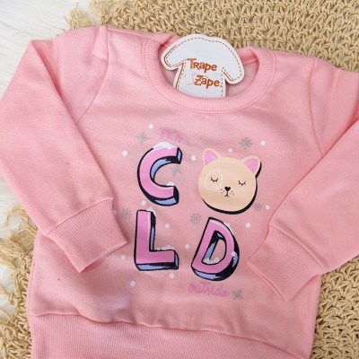  Conj. Blusa Gatinha It's Cold e Calça Legging Bichinhos - Rosa